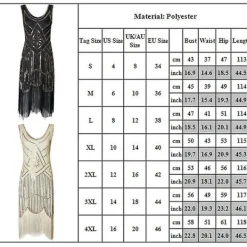 KOOLMEI 1920-tals flapperklänning för kvinnor Långfransade Great Gatsby-kostymklänning 20-talspalljetter Pärlfärgade vintage 4XL Black><noscript><img width=