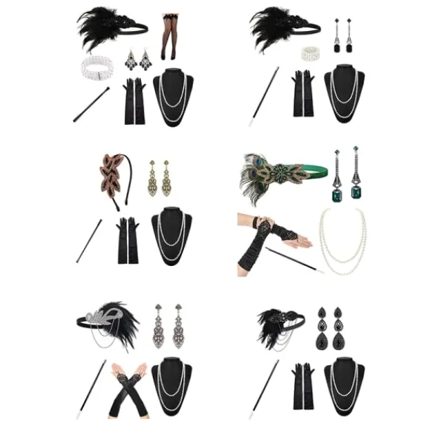 1920-tals lapper-kostym Pannband Halsband Handskar Armband Gatsby M Onesize Onesize> Tillbehör