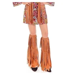 70-tals Hippie Party Retro Kostym med fransväst + byxor + scarf svart L> Dräkter