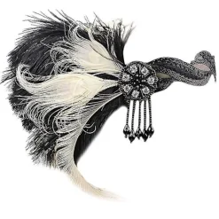 1920-tals huvudbonad fjäder flapper pannband huvudbonad vintage><noscript><img width=