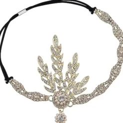 1920-tals kostymtillbehör Maskeradpannband Kristall Flapperpannband Gatsby 1920-tals konstpannband Inspirerad lövkrona Pärla> Huvudbonader