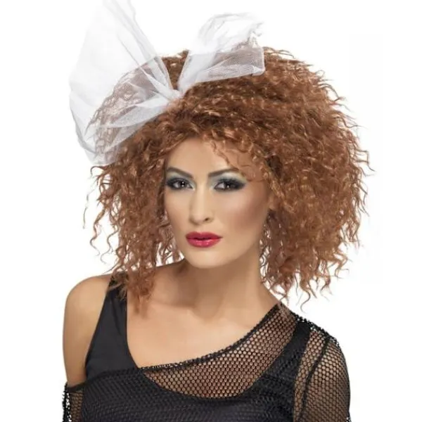 80-tals Lockig Peruk - SMIFFY'S - One Size - Vit - Barn - Dam - Inomhus Unik storlek> Peruker