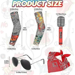 FMYSJ 1980-tals Metal Rocker Rockstar Rock N Roll Kostym 70-tal 80-tal Festtillbehör Set Hårband Tatuering Manschetter Handskar Punk Armband (FMY) | Fyndiq> Tillbehör