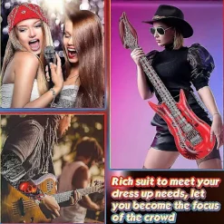 FMYSJ 1980-tals Metal Rocker Rockstar Rock N Roll Kostym 70-tal 80-tal Festtillbehör Set Hårband Tatuering Manschetter Handskar Punk Armband (FMY) | Fyndiq><noscript><img width=