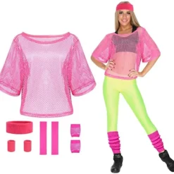 80-tals Neon Festkläder Kostymtillbehör Set, 1980-tals Retro Temafest Dekoration Outfit för Kvinnor Flickor One size> Dräkter