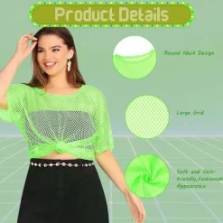 80-tals Neon Party Outfit Kostymtillehör Set, 1980-tals Retro Temafest Dekoration Outfit för Kvinnor Flickor 1PCS><noscript><img width=