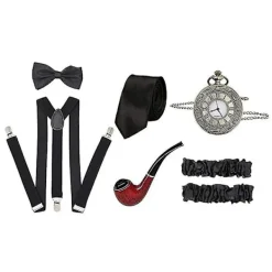 1920-tals set för män med hatt Vintage -stil watch Carnival Maskerad Festrekvisita><noscript><img width=