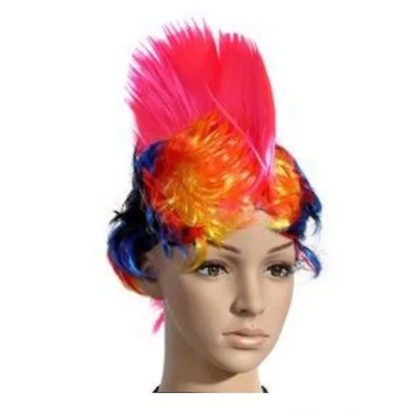 80-tals Street Punk Peruk, Mohawk, Flerfärgad> Peruker
