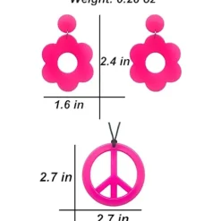 60-tals 70-tals Disco Outfit Hippie Kostym Kvinnor, 1970-tals Stil Kläder Klänning Fredsmärke Tillbehör Smycken Halloween L><noscript><img width=