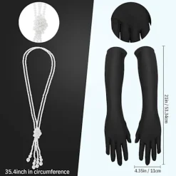 unbranded 1920-tals Tillbehör för Kvinnor, Gatsby Tillbehör Kvinnor Set Mode Rytande 20-tal Tema Set, 7 st. Hårband Långa Svarta Handskar Halsband Örhängen för Kvinnor | Fyndiq> Tillbehör