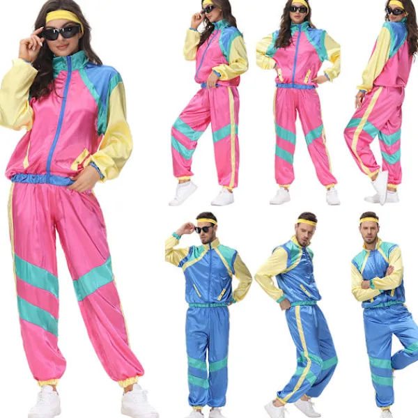 80-talskostym Retro träningsoverall Hip Hop kostym fest för män kvinnor M> Dräkter