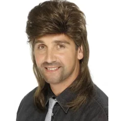 80-talsperuk - SMIFFY'S - Brun Jason - För män och barn - Brun - One Size ebrun Unik storlek> Peruker