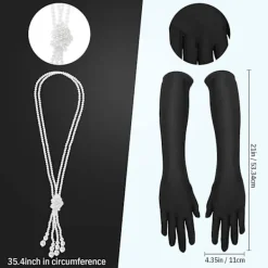 1920-talstillbehör för kvinnor, Gatsby-tillbehör Set Mode Roaring 20-tals set, 7 st Pannband Långa Svarta Handskar Halsband Örhängen För Dam | Fyndiq> Tillbehör
