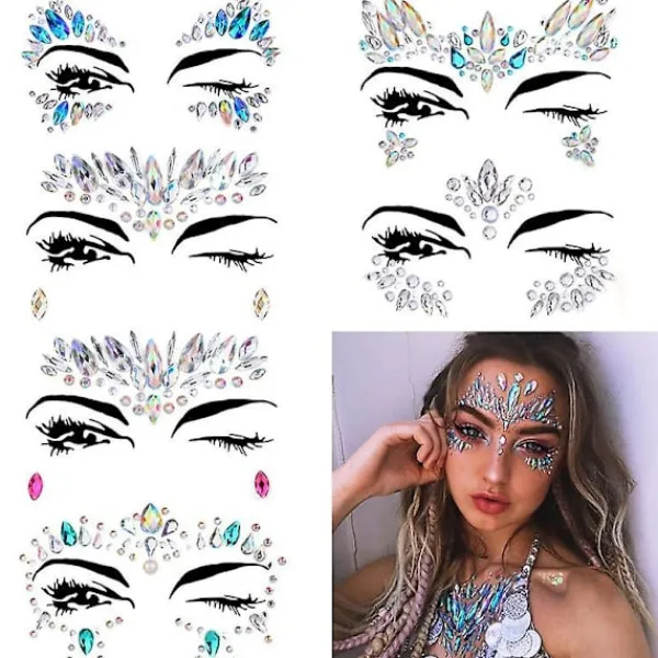 Tatuering klistermärke set Halloween Luminous Facial Gem Tattoo klistermärke, Cosplay> Smink