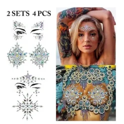 Tatuering klistermärke set Halloween Luminous Facial Gem Tattoo klistermärke, Cosplay><noscript><img width=