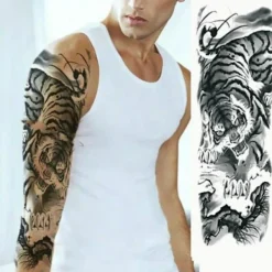 Tatuering sleeve - Tiger låtsas armtatuering> Smink