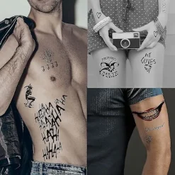 Tatueringar i stor storlek för Suicide Squad Joker Harley Quinn, 5 ark temporära tatueringsdekaler för Harley Quinn Joker Perfect><noscript><img width=