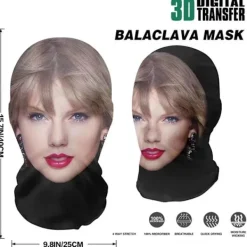 ATELA Taylor Swift Cosplay Mask med D-utskrift，Människoansikte Cosplay Halloween Parodi Party Crossdressing Huvudduk> Masker