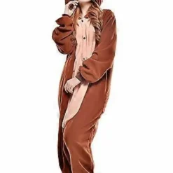 Tecknad djur onesie pyjamas barn brun apa flanell herr och dam performance kläder hemkläder (XL)> Dräkter