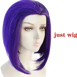 Teen Titans Raven Cosplay Kostym Superhjälte Mössa Bodysuit Halloween Bodysuit + Mössa + Midjekedja XS><noscript><img width=