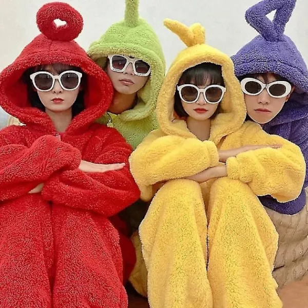 Teletubbies Onesie Pyjamas Vuxen Tjock Korallfleece Röd -FS- M> Dräkter