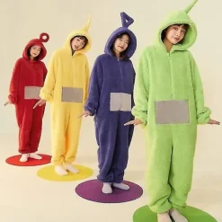 Teletubbies Onesie Pyjamas för Vuxna Tjock Korallfleece Lila L><noscript><img width=
