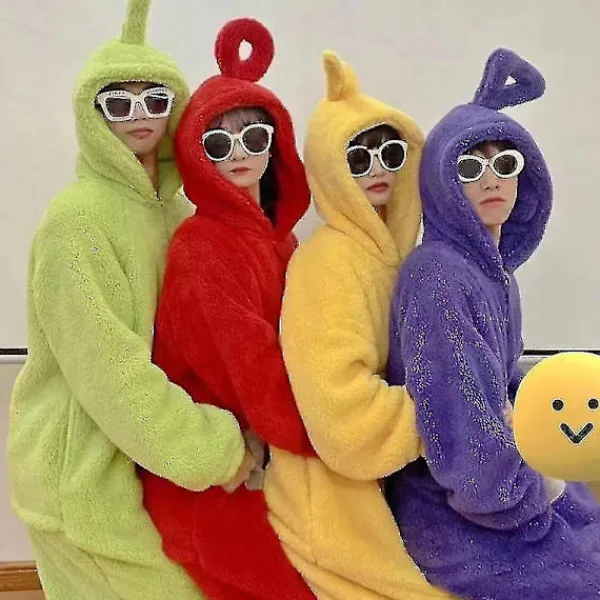 Teletubbies vuxen onepiece pyjamas jumpsuit för män och kvinnor unisex par hem kläder röd-Xin XL> Dräkter