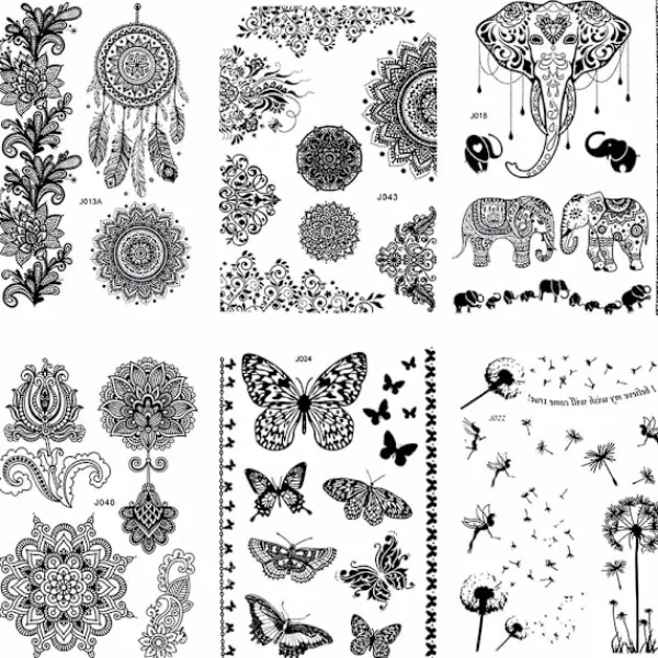 Temporary Tattoo Black Art Sticker Women Spets (6 delar)> Smink