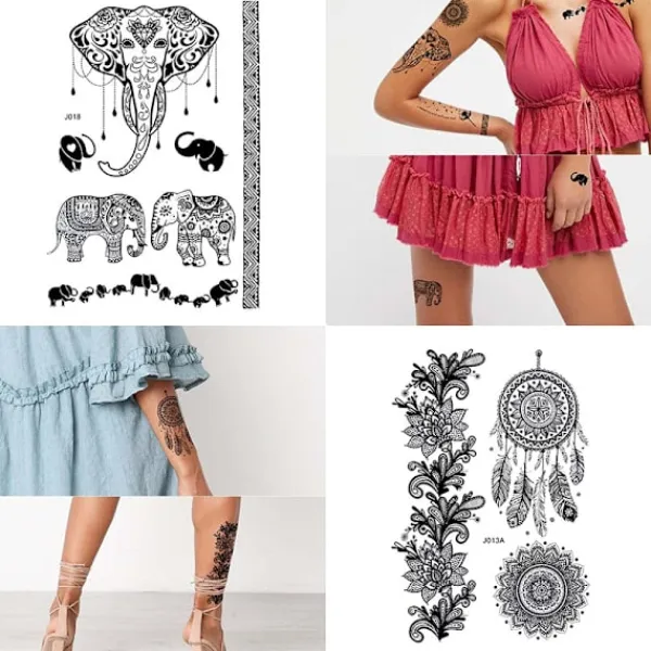 Temporary Tattoo Black Art Sticker Women Spets (6 delar)> Smink