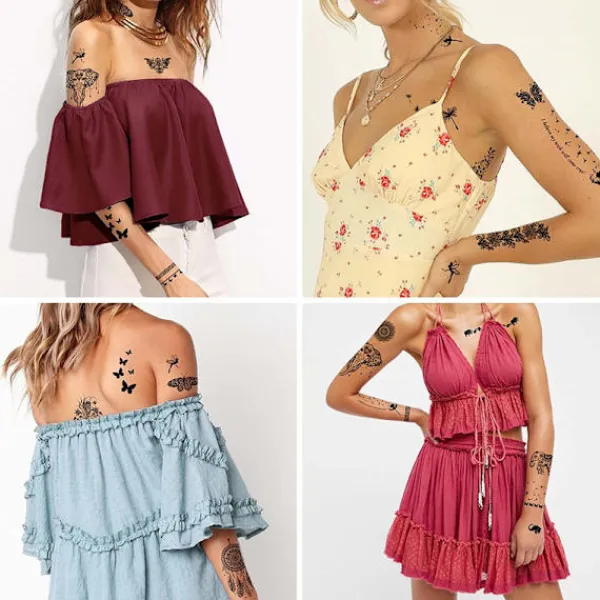 Temporary Tattoo Black Art Sticker Women Spets (6 delar)> Smink