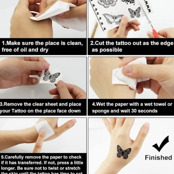 Temporary Tattoo Black Art Sticker Women Spets (6 delar)> Smink