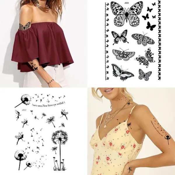 Temporary Tattoo Black Art Sticker Women Spets (6 delar)> Smink