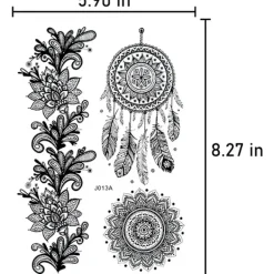 Temporary Tattoo Black Art Sticker Women Spets (6 delar)><noscript><img width=