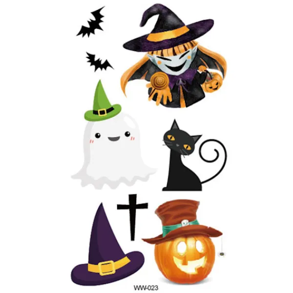 LBJ Temporär Tatuering 10x5cm - Halloween special! Spök-katt 10> Smink