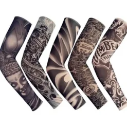 Temporära falska slip-on tatuering armärmar cykling basket solskyddsärmar för män och kvinnor, 5-pack> Smink