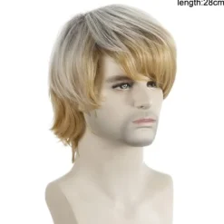 TG Herr Kort Ljusblond Peruk med Snedlugg-X74-><noscript><img width=