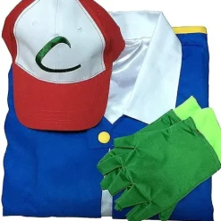 than Anime Trainer Dräkt Pojkar Ash Ketchum Vuxen Cosplay För tjejer Halloween Blue Jacket Cap och handskar Set - Perfet M><noscript><img width=