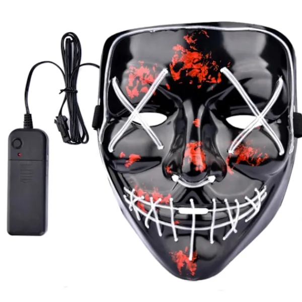 Delivast The Purge El Wire Halloween LED Mask Svart (Vit) 5-Pack> Masker