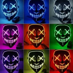 Delivast The Purge El Wire Halloween LED Mask Svart (Grön) 5-Pack> Masker