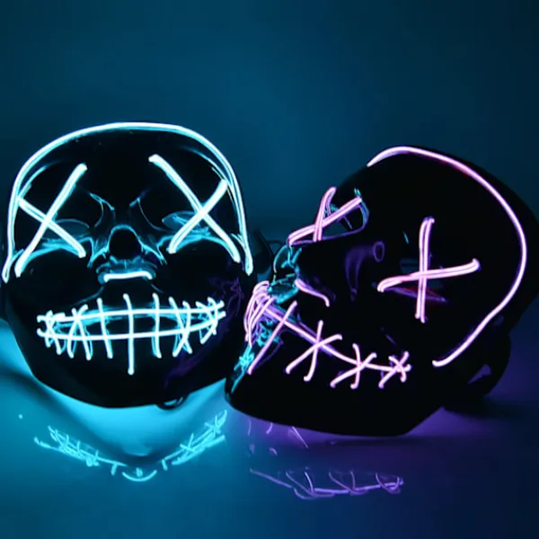 Delivast The Purge El Wire Halloween LED Mask Svart (Grön) 5-Pack> Masker