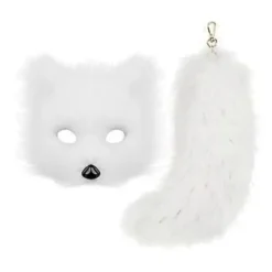 Therian Mask och Svans för Kvinnor Nyhet Cosplay Prop Maskerad Djurmask (Vit)> Tillbehör