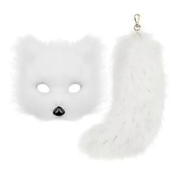 Therian Mask och Svans för Kvinnor Nyhet Cosplay Prop Maskerad Djurmask (Vit)> Tillbehör