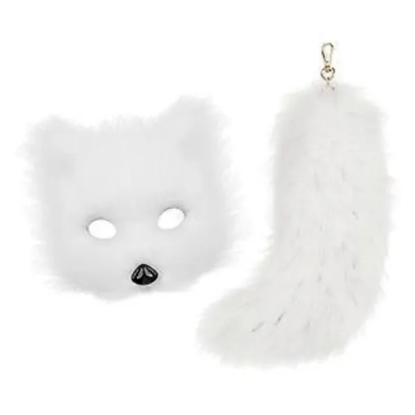 Therian Mask och Svans för Kvinnor Nyhet Cosplay Prop Maskerad Djurmask (Vit)> Tillbehör