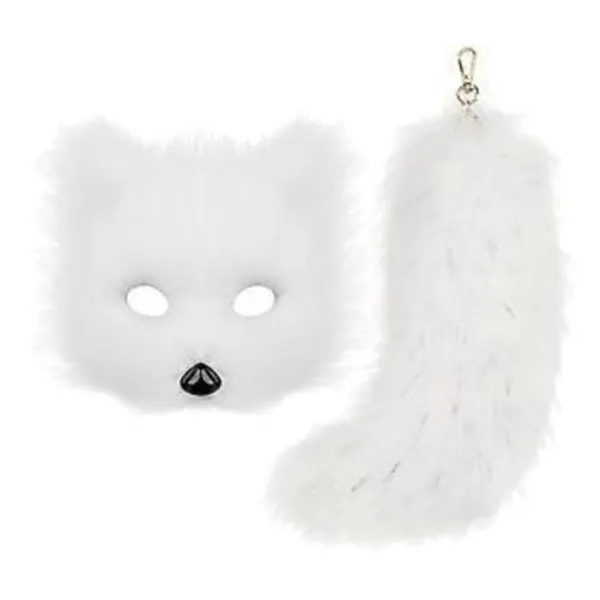 Therian Mask och Svans för Kvinnor Nyhet Cosplay Prop Maskerad Djurmask (Vit)> Tillbehör