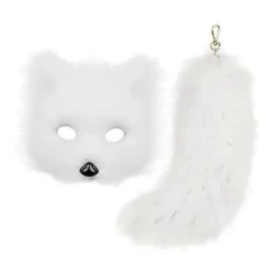 Therian Mask och Svans för Kvinnor Nyhet Cosplay Prop Maskerad Djurmask (Vit)><noscript><img width=