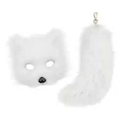 Therian Mask och Svans för Kvinnor Nyhet Cosplay Prop Maskerad Djurmask (Vit)><noscript><img width=