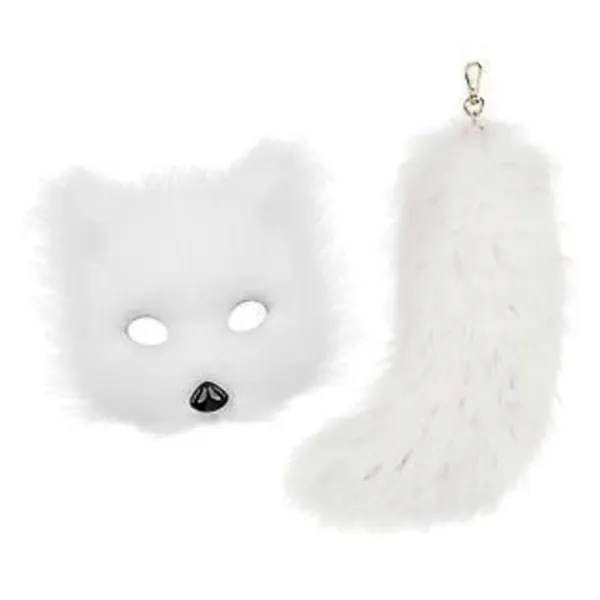 Therian Mask och Svans för Kvinnor Nyhet Cosplay Prop Maskerad Djurmask (Vit)> Tillbehör