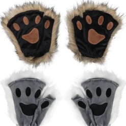 Therian Paws, Katt tass 1 Par Halvfinger Therian Paws Söta broderade päls tassar Dekorativa realistiska tasshandskar för barn vuxna cosplay scen, | Fyndiq><noscript><img width=