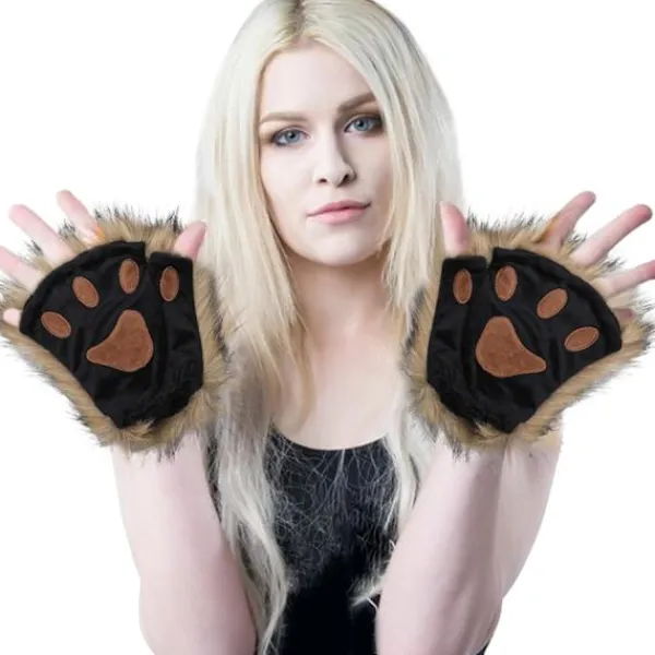 Therian Tassar, Kattass 1 Par Halvfinger Therian Tassar Söta Broderade Pälstassar Dekorativa Realistiska Asshandskar för Barn Vuxna Cosplay Scen, | Fyndiq> Tillbehör