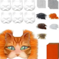 Therians Mask Set DIY Pälsdjursmask för Halloween Cosplay - Räv- och Kattmask med Päls, Ögonnät, Filtark> Masker